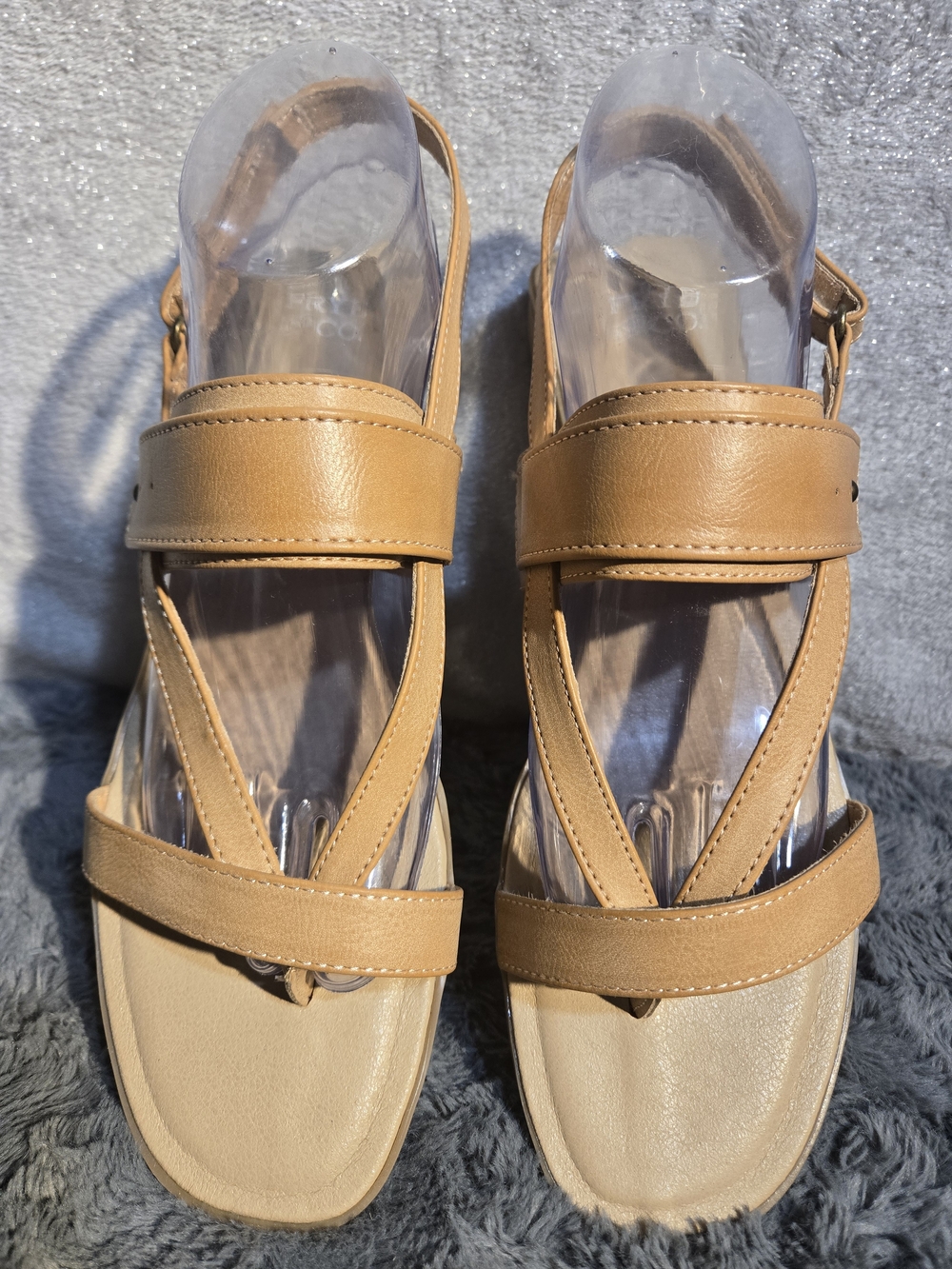 FRYE AND CO. Tan Leather Strappy Slingback Sandals